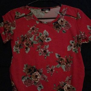 Small red blouse with flowers